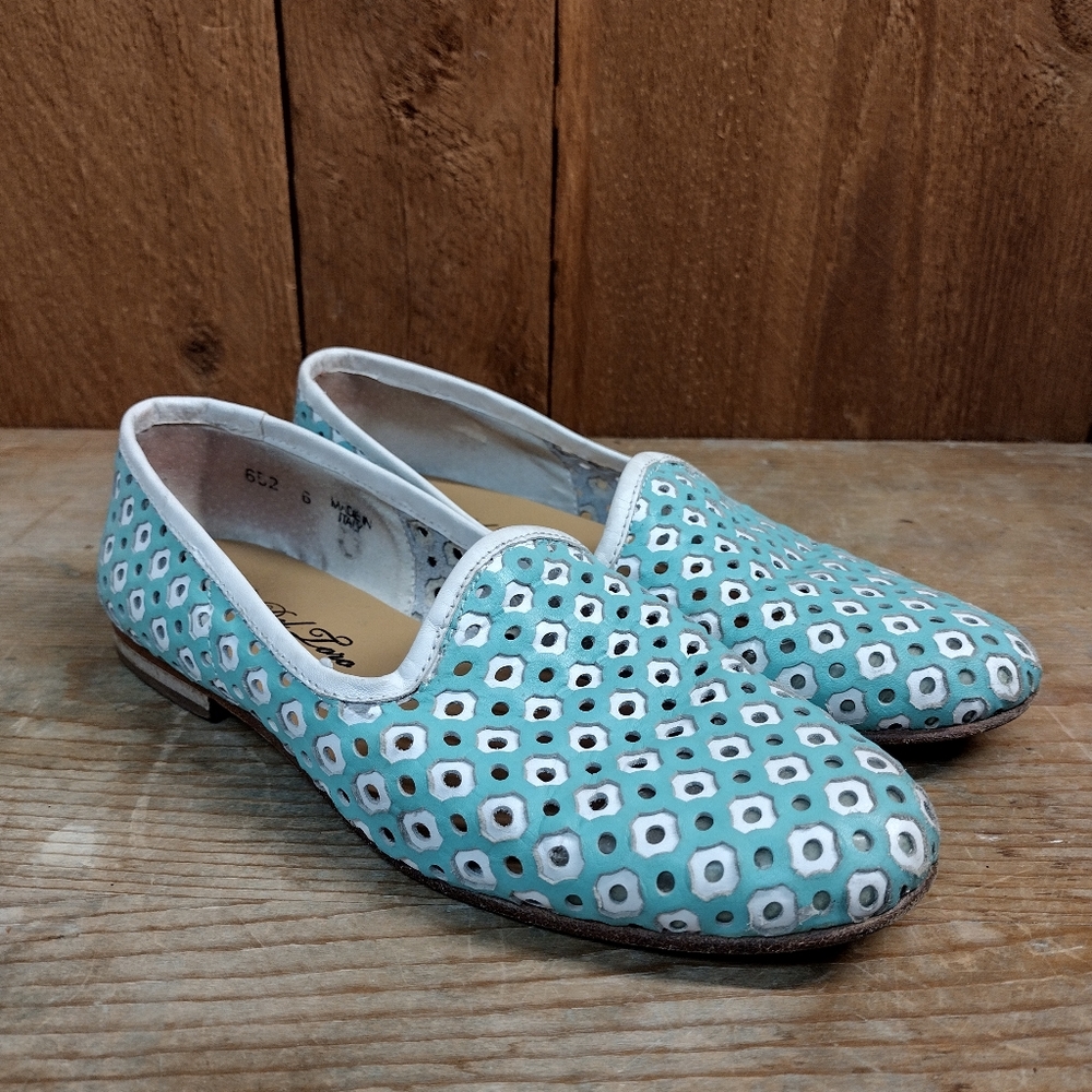 DEL TORO leather loafers slip on shoes Italian cutout articulated shoes size‎ 6